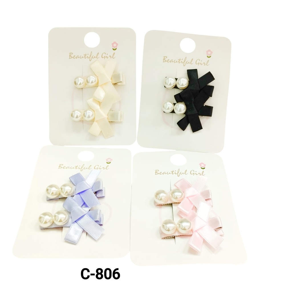 [PY-C-806] HEBILLAS PERLAS Y MOÑO PAQUETE POR DOCENA.