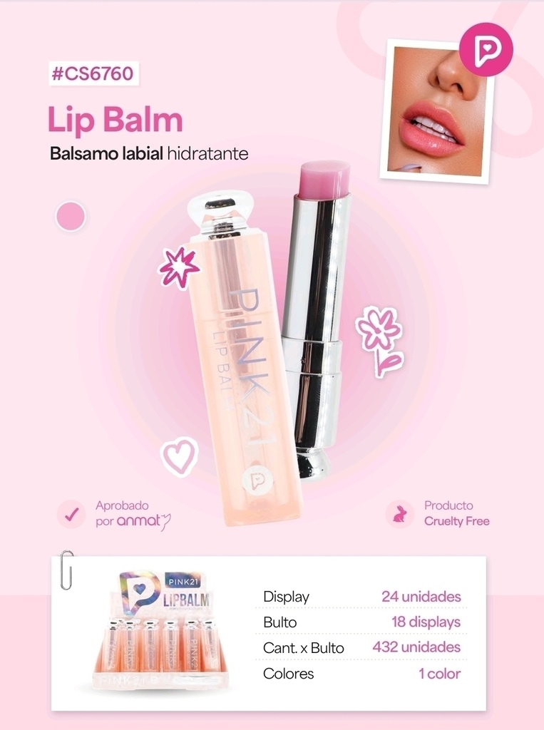 BALSAMO LABIAL HIDRATANTE PINK21 CS6760