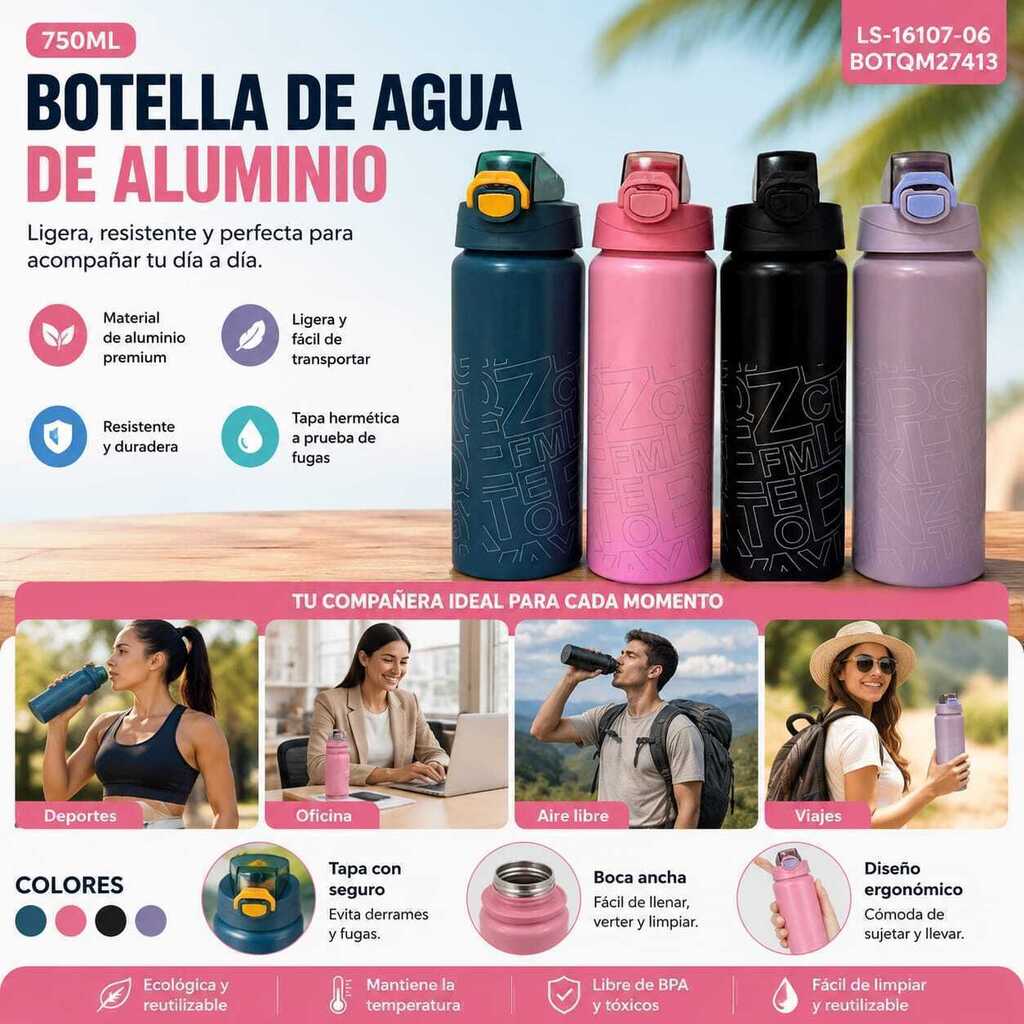 Botella de agua de aluminio 750ml 327413