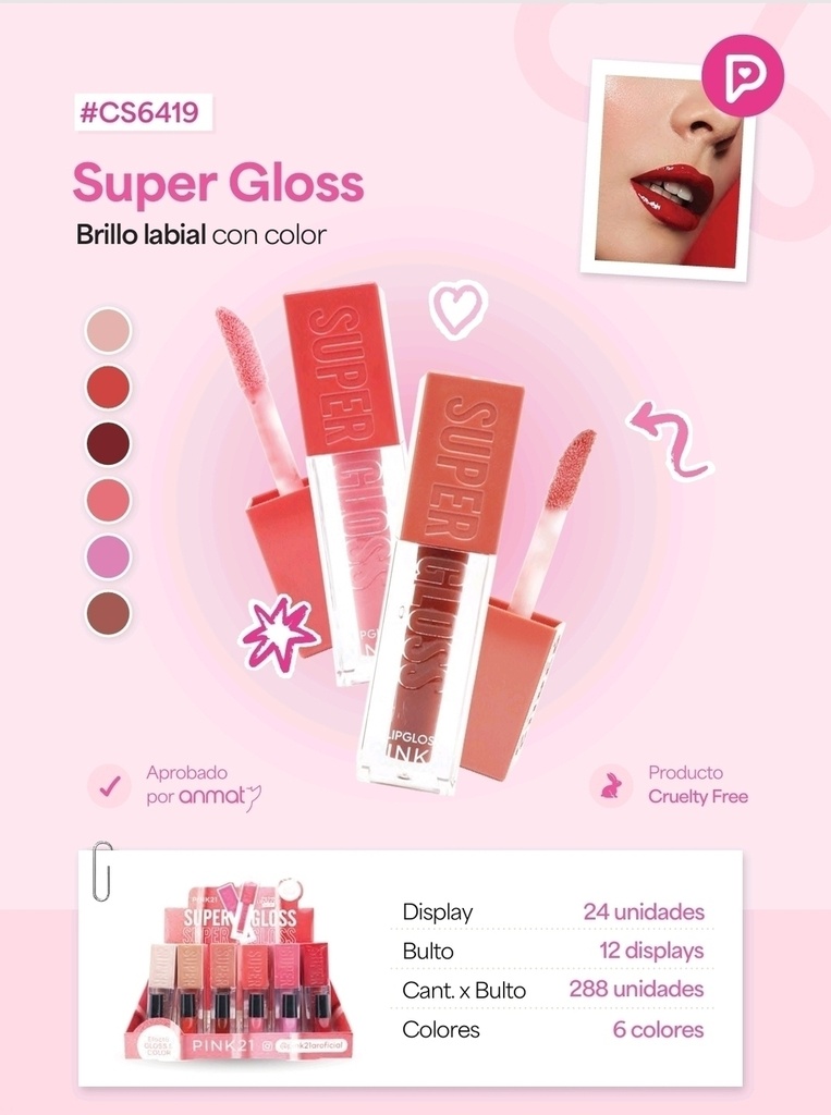 [PT-1438] BRILLO LABIAL CON COLOR PINK21 CS6419