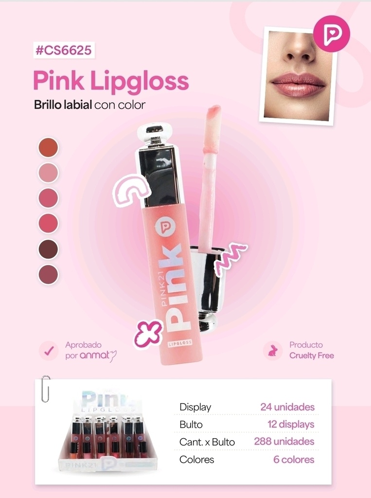 [PT-1431] BRILLO LABIAL CON COLOR PINK21 CS6625