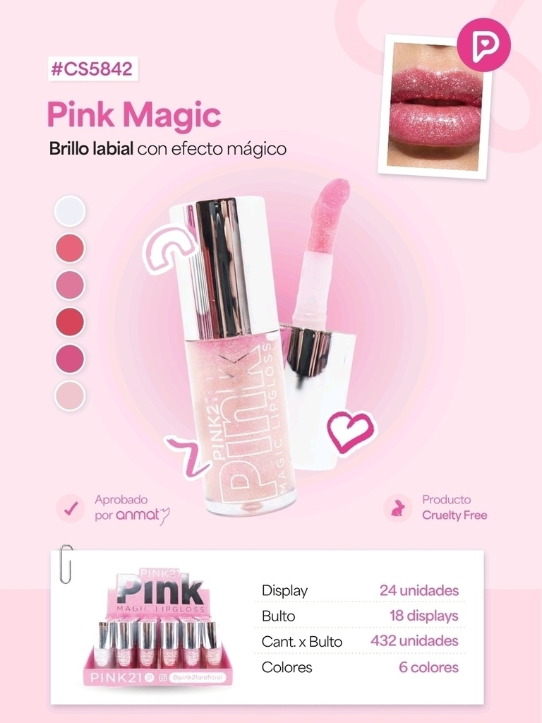 BRILLO LABIAL CON EFECTO MAGICO PINK21 CS5842