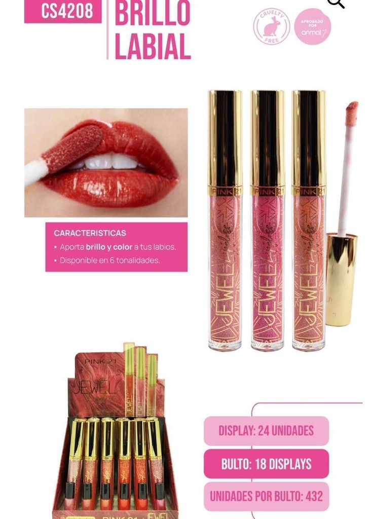[PT-1411] Brillo labial Jewel Pink 21 CS4208