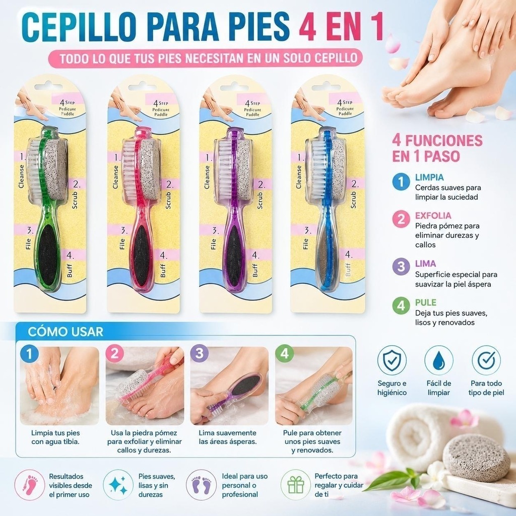 Cepillo para pies 4en1. 000269