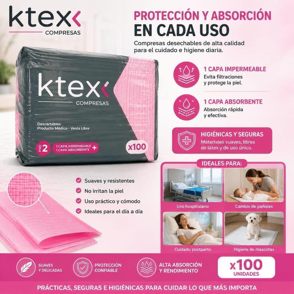 Compresas desechables Ktex 100u