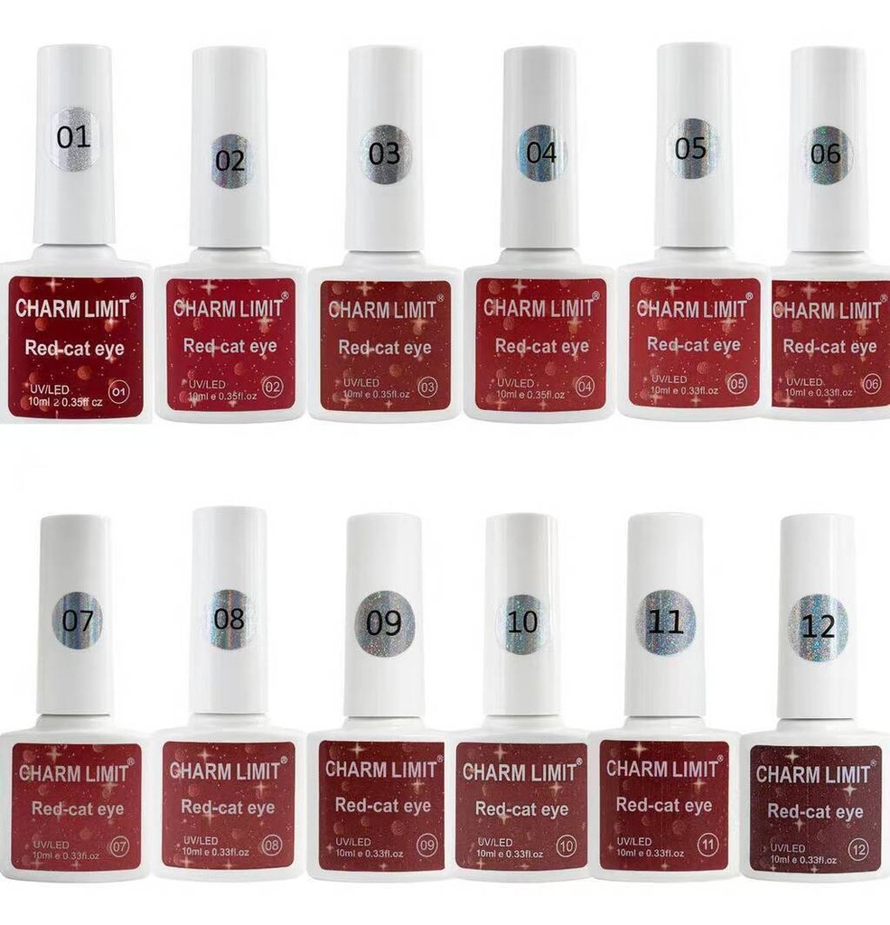 Esmalte Ojo De Gato Rojos Y Bordó Charm Limit CAJA X12U
