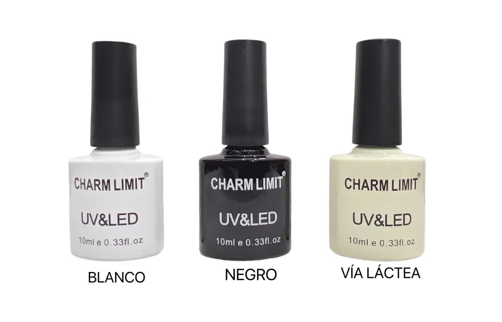 ESMALTE SEMIPERMANENTE CHARM LIMIT 10ML COLOR BLANCO NEGRO VIA LACTEA