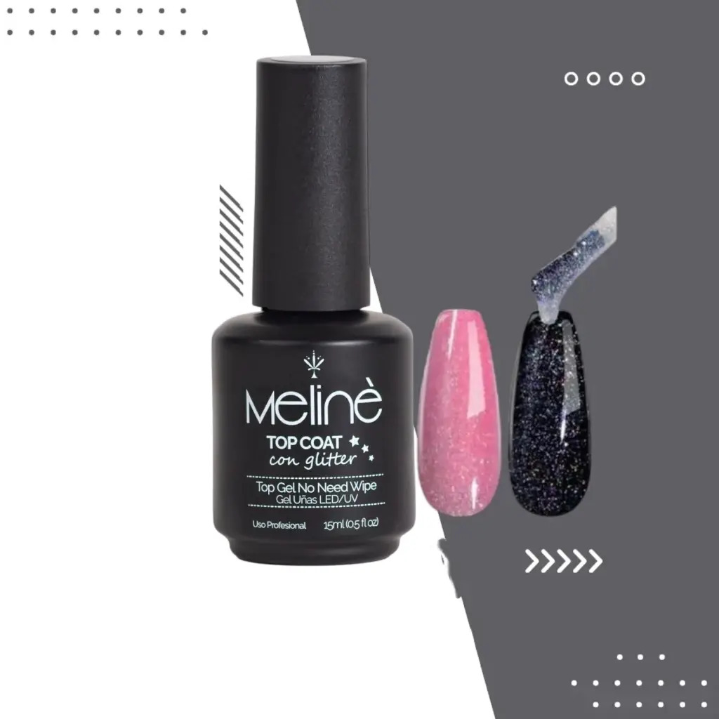 [PT-0750] ESMALTE TOP COAT CON GLITTER SEMIPERMANENTE MELINE