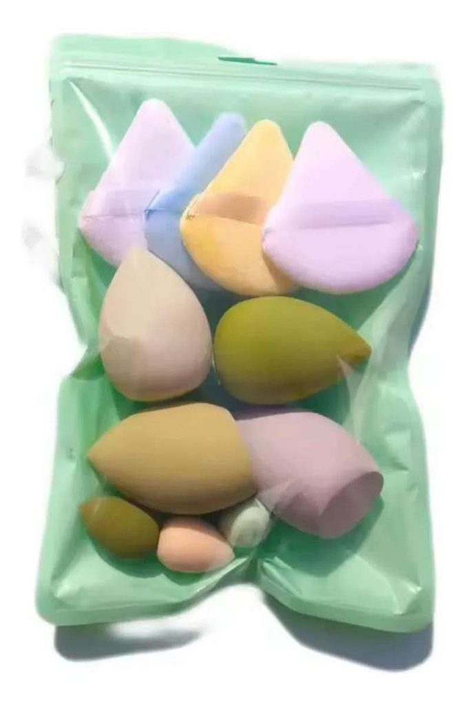 Esponjas Cisnes De Maquillaje Set X 11 Pzas Beauty Blender Verde Mediana