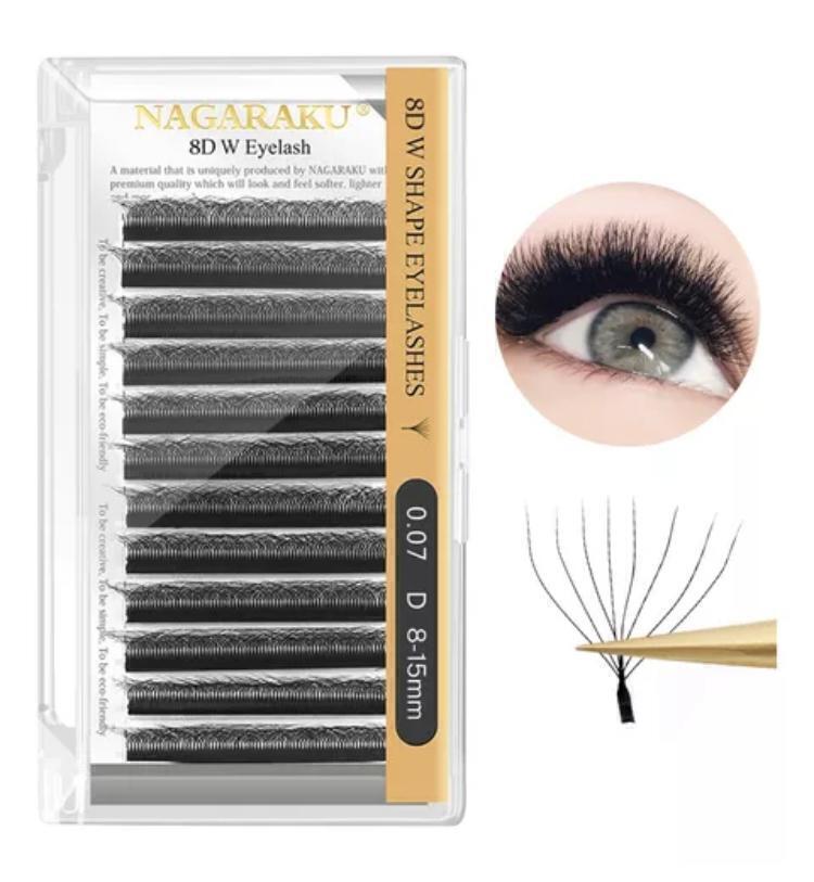 [PT-1516] EXTENSIONES DE PESTAÑA TECNOLOGICAS 8D NAGARAKU 0.07D MIX8-15MM y meidida uniaca