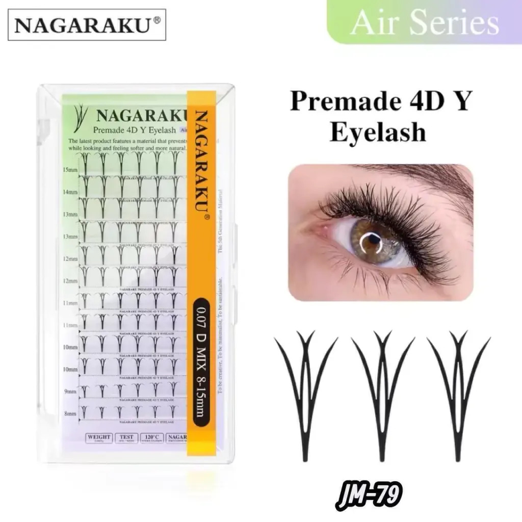 [PT-0122] EXTENSIONES DE PESTAÑAS PREMADE 4D Y NAGARAKU 0.07 D MIX 8-15MM CD: JM-79