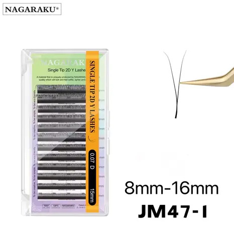 EXTENSIONES DE PESTAÑAS TECNOLOGICA SINGLE TIP 2D Y NAGARAKU 0.07D MEDIDA UNICA CD: JM47-1