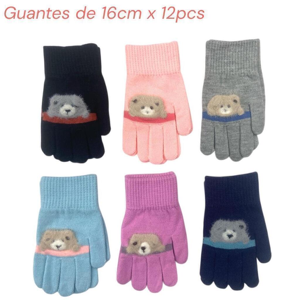 [PT-0977] Guantes infantiles con diseño de oso X paquete 12