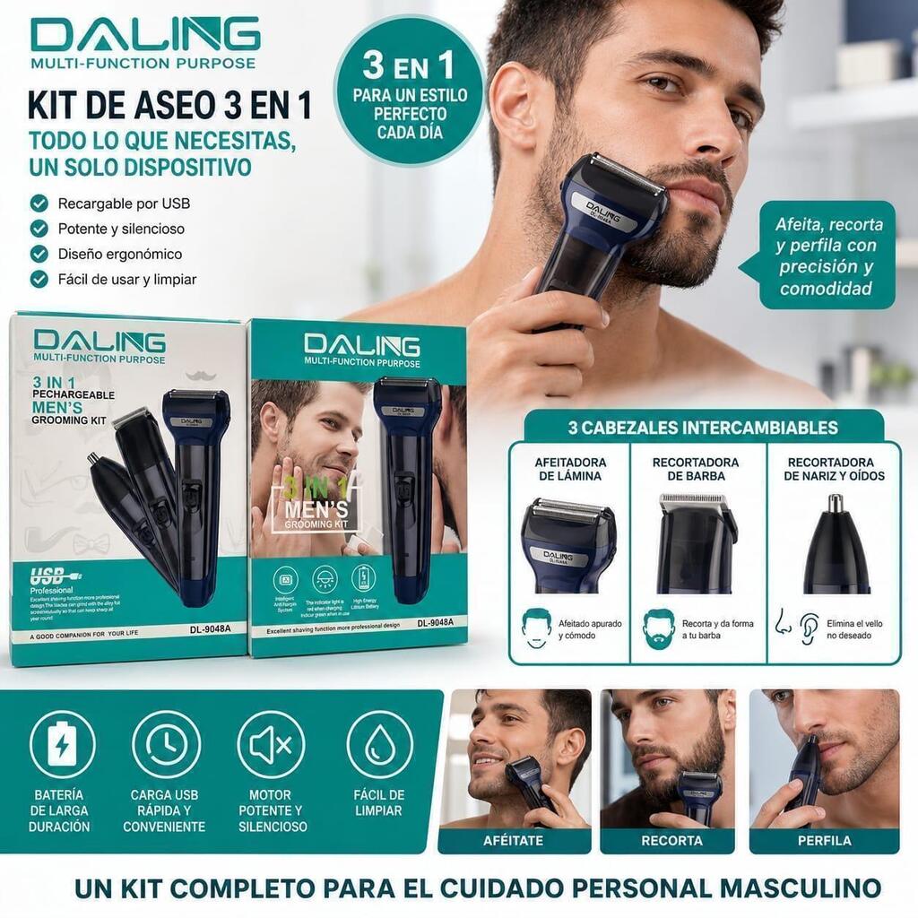 Kit de aseo 3 en 1 recargable USB
