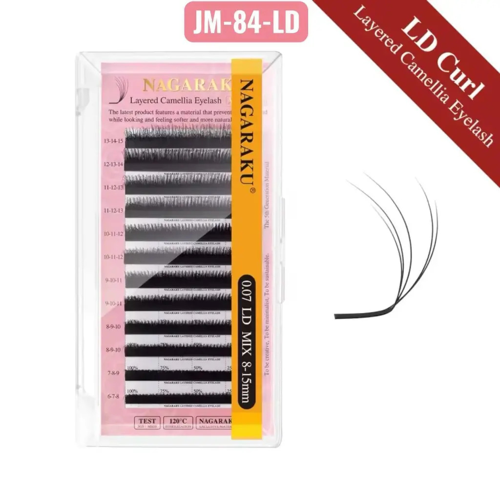 LAYERED CAMELLIA EYELASH EXTENSIONES DE PESTAÑA NAGARAKU 0.07 LD MIX 8-15MM CD: JM-84-LD