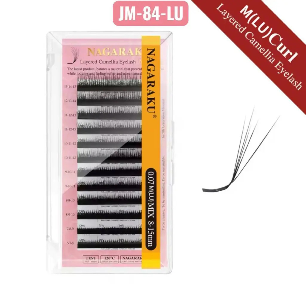 LAYERED CAMILLIA EYELASH EXTENSIONES DE PESTAÑA NAGARAKU 0.07M(LU) MIX 8-15MM CD: JM-48-LU