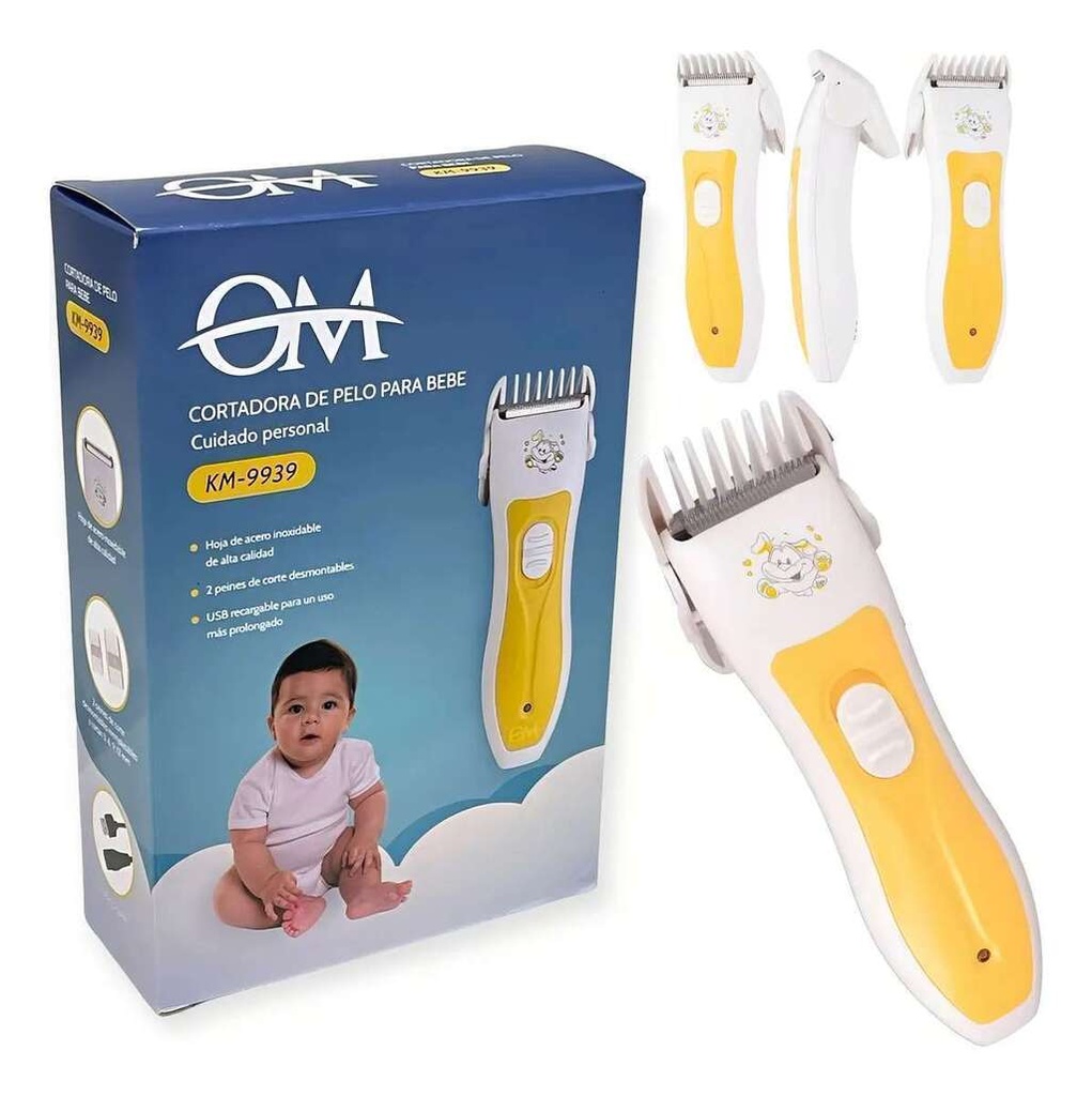 Maquina Corta Pelo Om Para Bebes Niños Suave Color Amarillo KM-9939