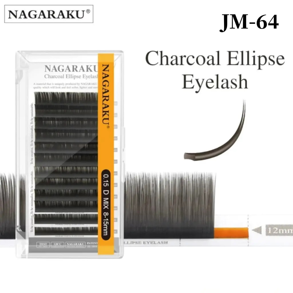 NAGARAKU Matte Black Split Tips Ellipse EyelasheS 0.15D MIX JM-64