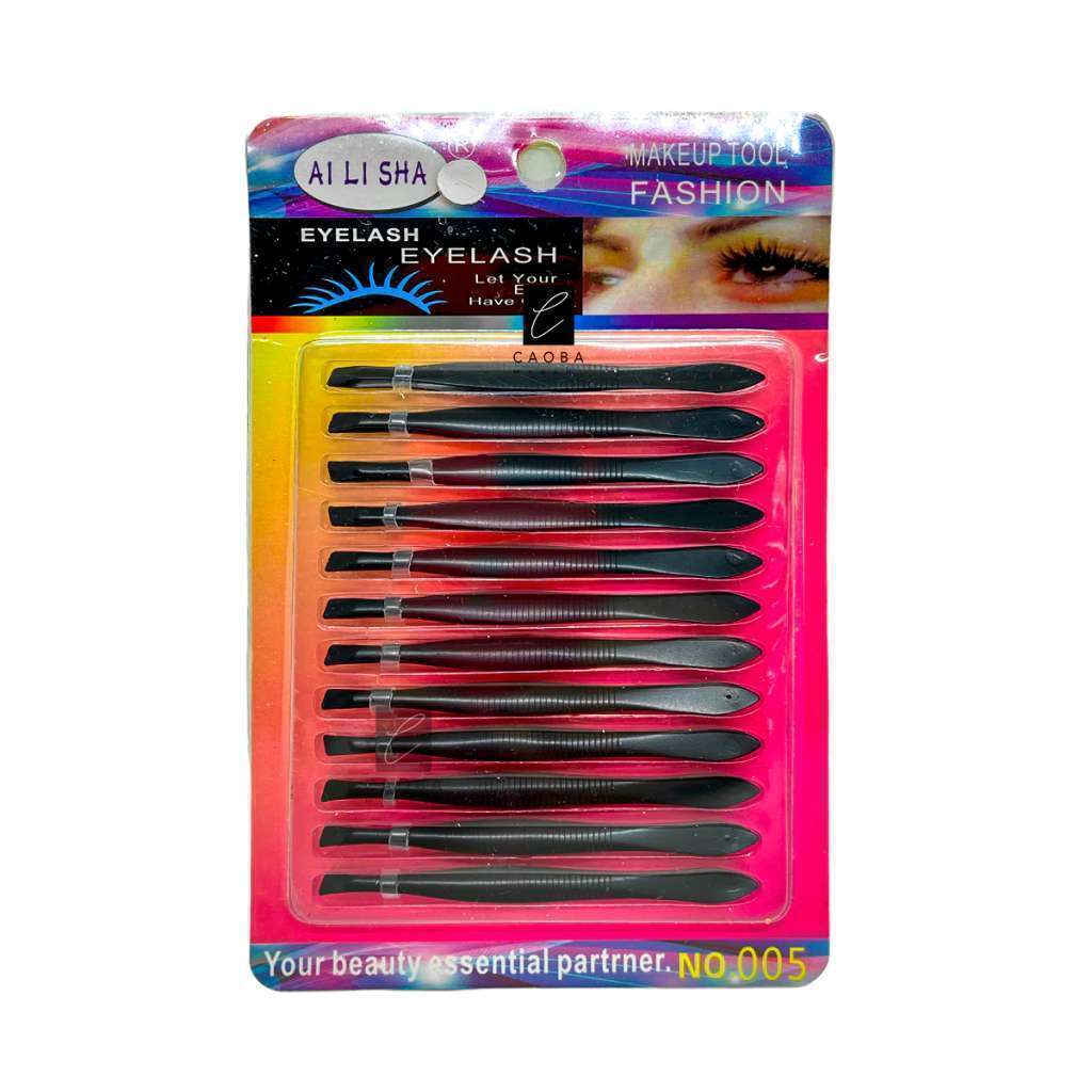 Pack Pinzas X12 Para Depilar Cejas Negra Acero Inoxidable 613670