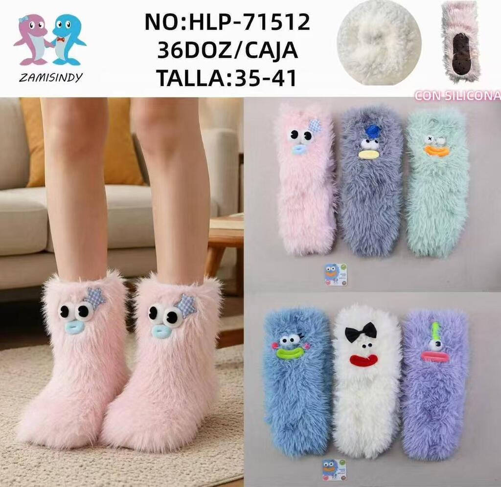 [PT-0983] Pantuflas de peluche con diseño divertido 715121 35-41