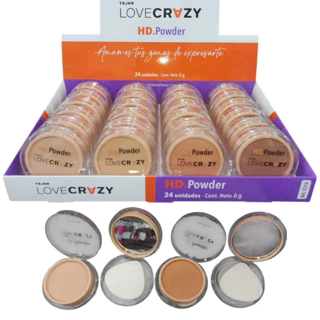 POLVO COMPACTO HD POWDER +ESPONJA + ESPEJO / LOVE CRAZY TEJAR ART5316