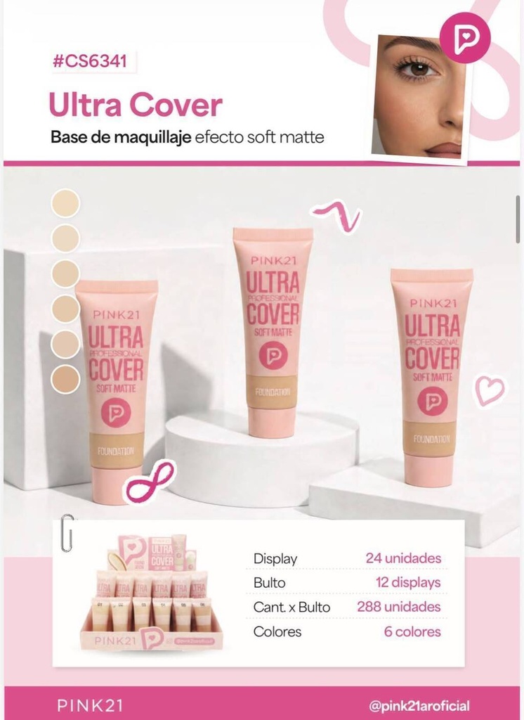 Base de maquillaje ULTRA COVER SOFT MATTE PINK 21