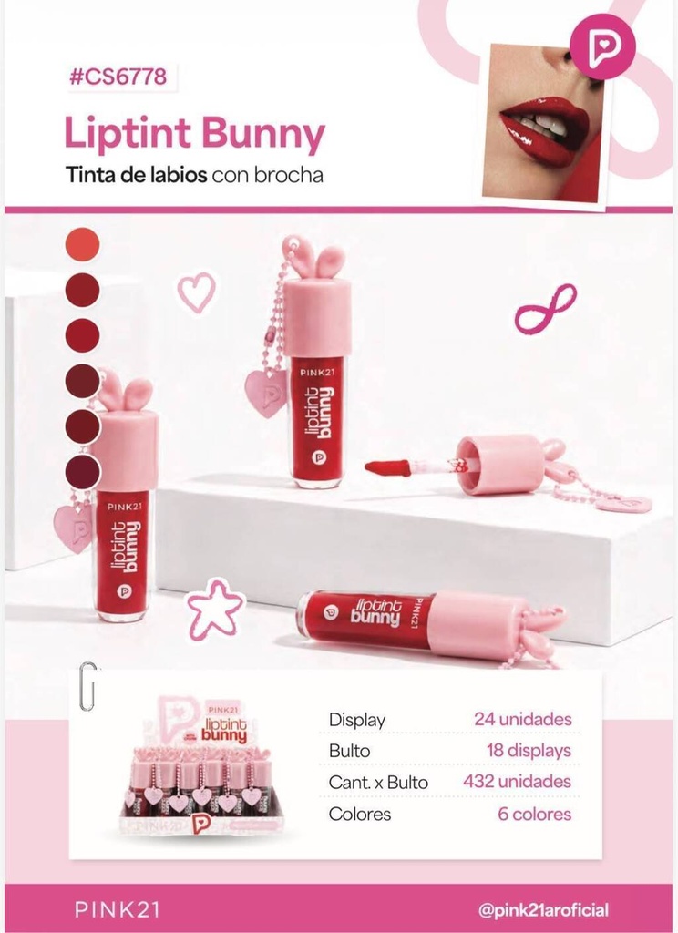 Tinta para labios LIPTINT BUNNY PINK 21