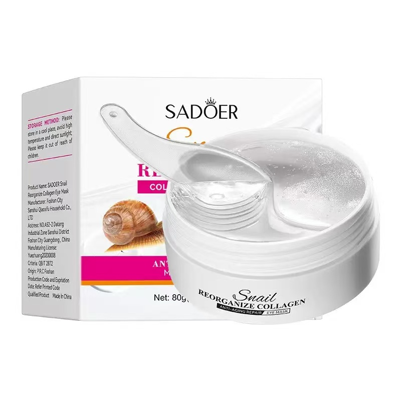 Mascarilla de colageno hidratante para ojeras Caracol en pote 60pc Sadoer