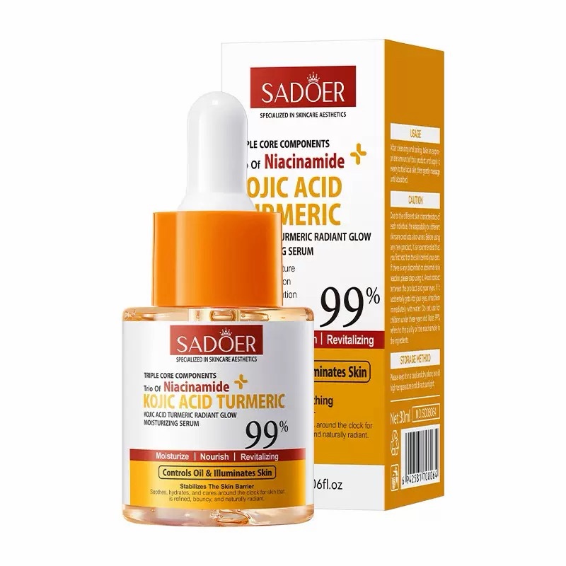 Serum facial Kojic Acid niacinamida con extractos de Curcuma 30ml Sadoer