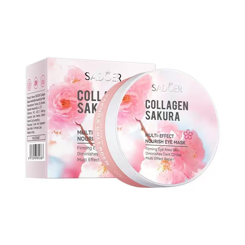 Mascarilla colageno hidratante para ojeras Sakura rosa pote 60pc Sadoer