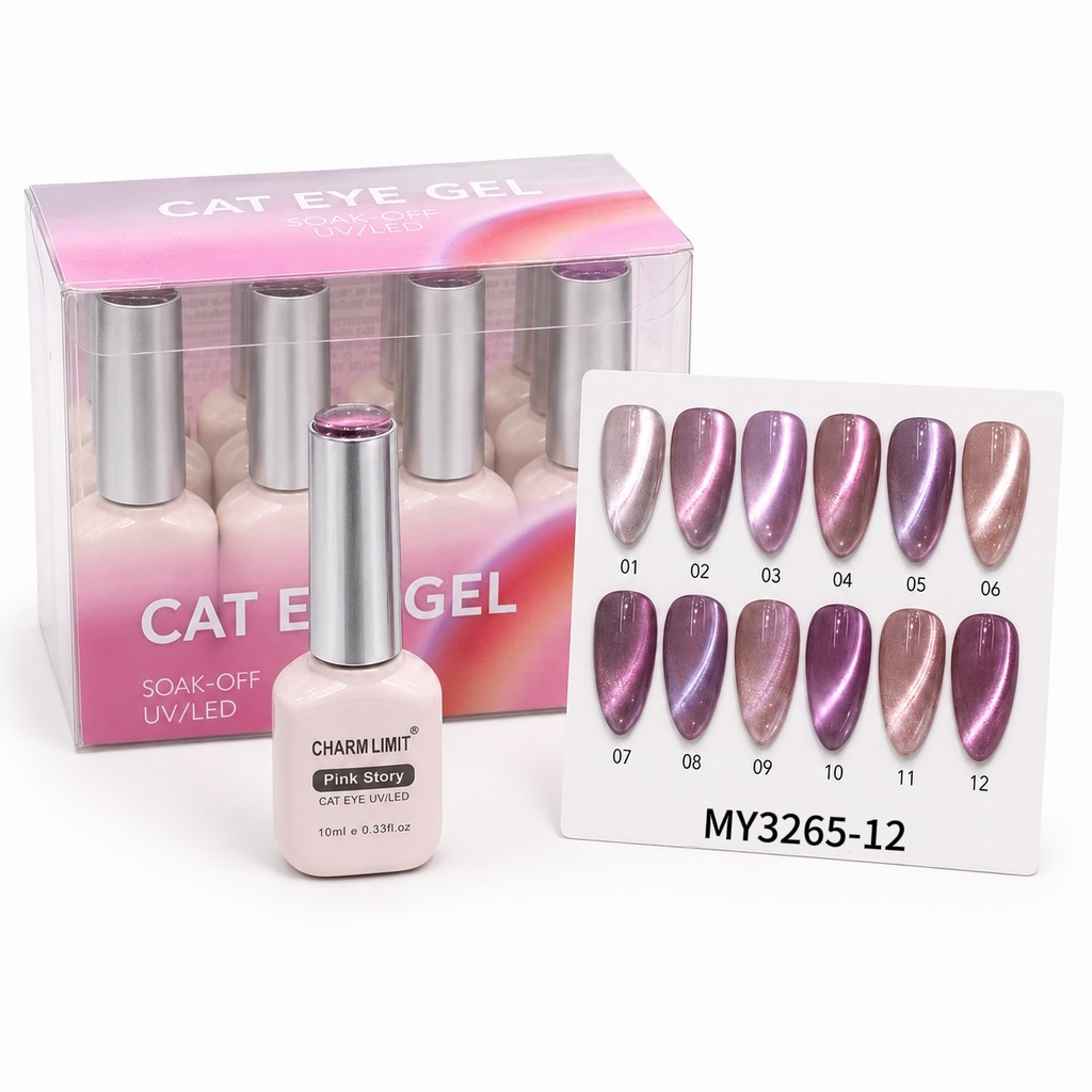Coleccion  Ojo de Gatos Charm Limit serie Rosa___Caja X12