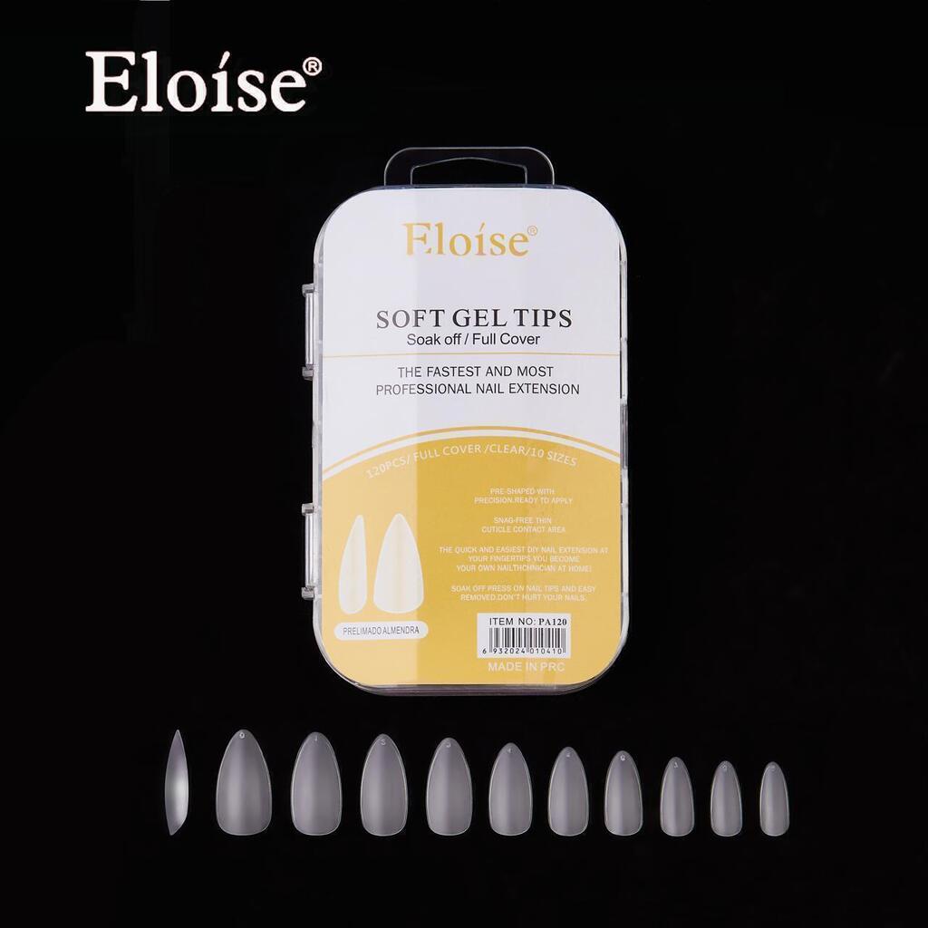 Tips soft gel PRELIMADO ALMENDRA x120 EN CAJA CHICA ELOISE