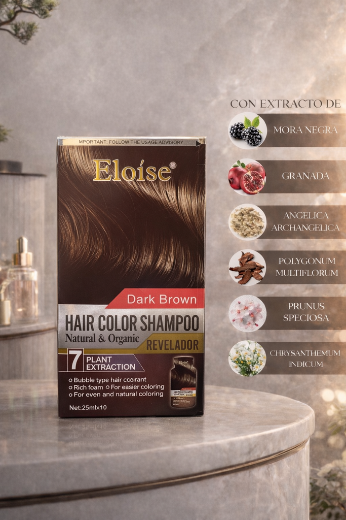 [PL-010830] Shampoo con tintura x10 sobresitos 25ml MARRON OSCURO ELOISE