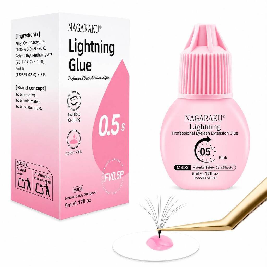 Pegamento para pestañas LIGHTNING GLUE ROSA 5ml NAGARAKU