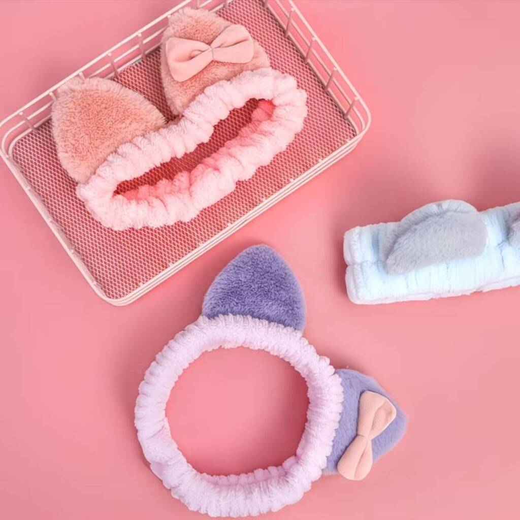 [PL-019529] Vincha para maquillaje OREJA DE GATITO CON MOÑO