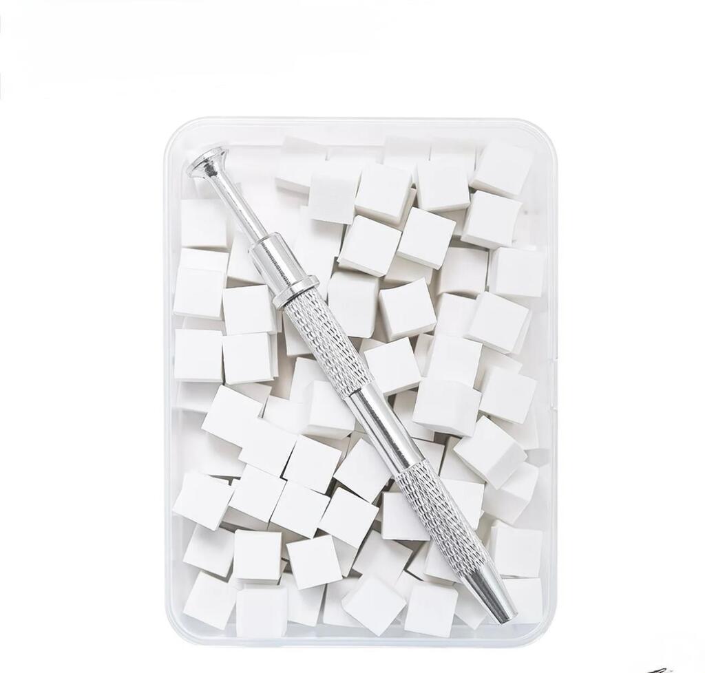 [PL-100851] Set de 100 esponjas + pinza de agarre BLANCO