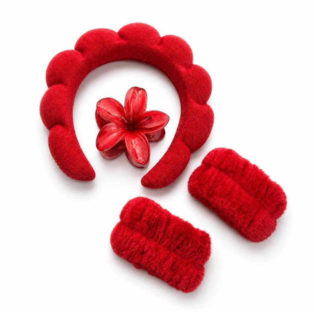 [PL-100639] Set de vincha + muñequera x2 + broche hawaiano para el pelo ELOISE