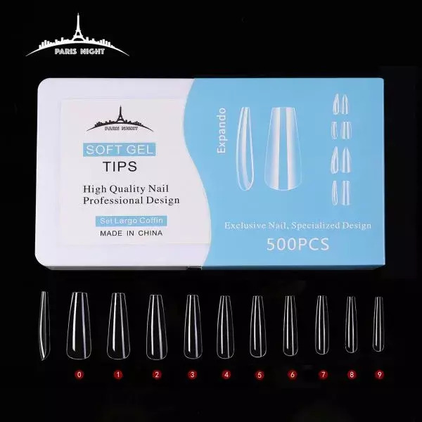 Tips soft gel LARGO COFFIN CAJA CELESTE PARIS NIGHT