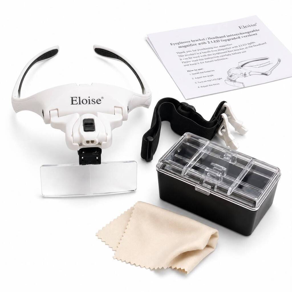 Vincha con anteojos + 5 lentes de aumento + 2 luz LEDS ELOISE