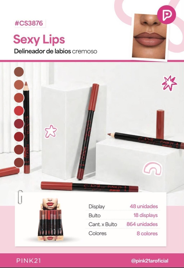 Delineador de labios en lapiz SEXY LIPS PINK 21