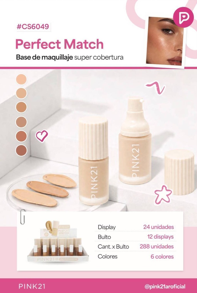 [PL-487528] Base liquida TAPA FLOR ENVASE DE VIDRIO PINK 21