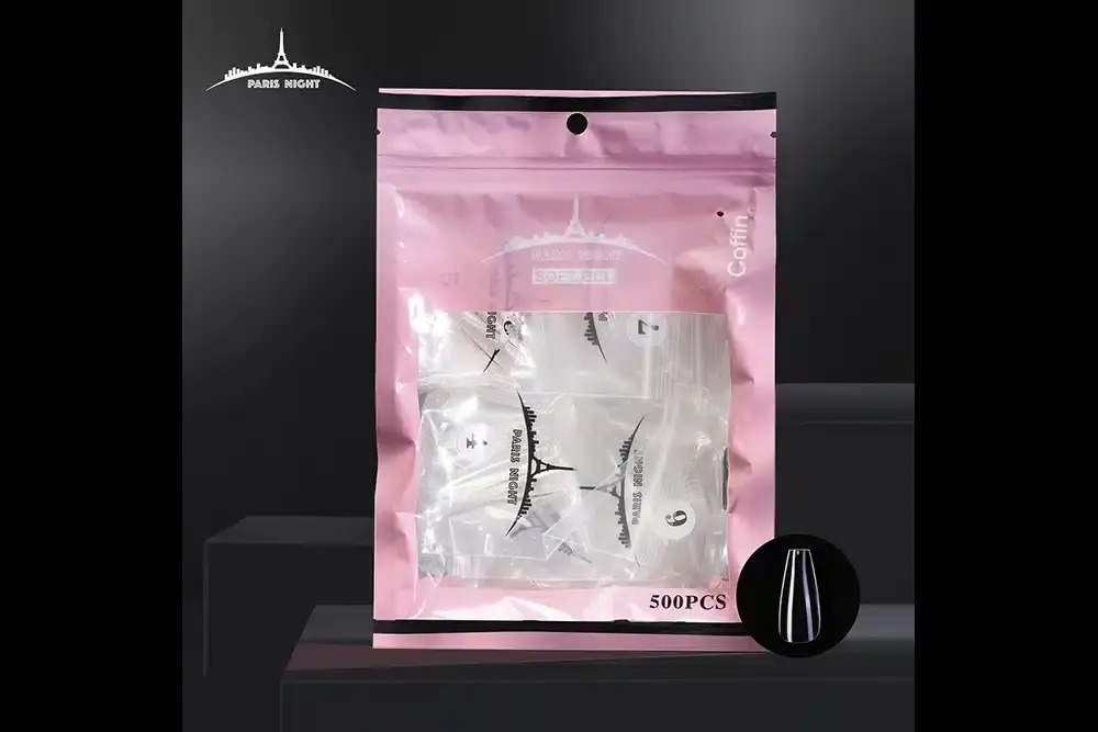 Tips soft gel PARIS NIGHT COFFIN #PN20751-3 BOLSA ROSA
