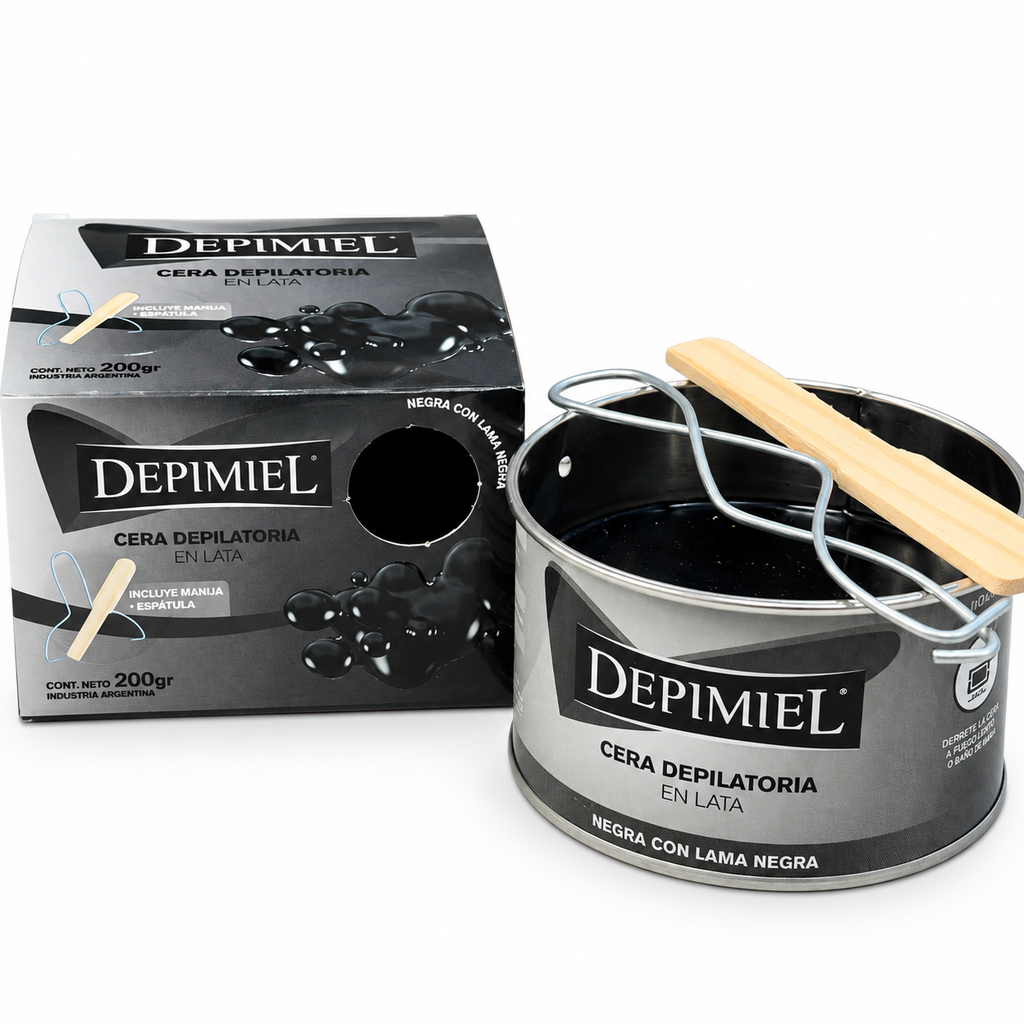 [PS-011372] Cera Depilatoria en lata Negra con lama negra 200g Depimiel