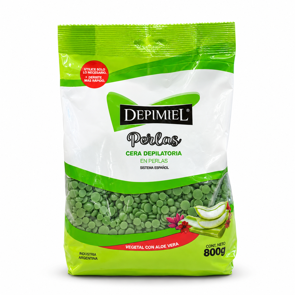 [PS-011280] Cera Depilatoria en perlas Vegetal con Aloe Vera sistema español 800g Depimiel