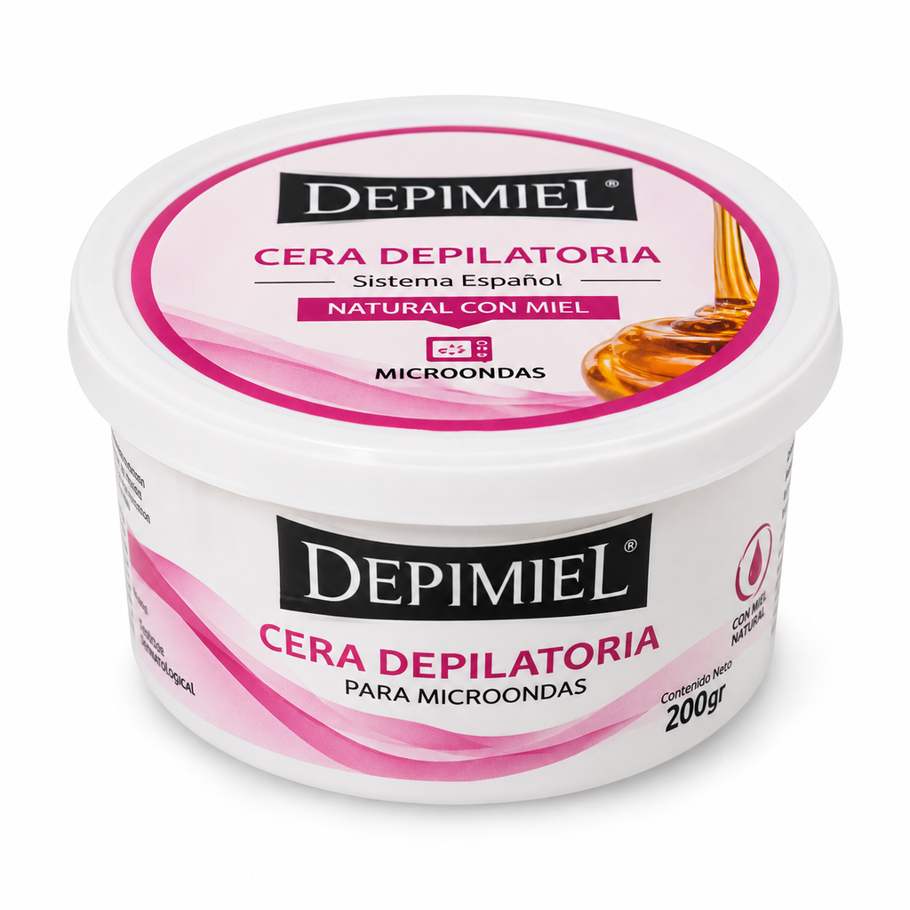 [PS-001465] Pote Cera Depilatoria 200g para microondas Natural con miel sistema español Depimiel