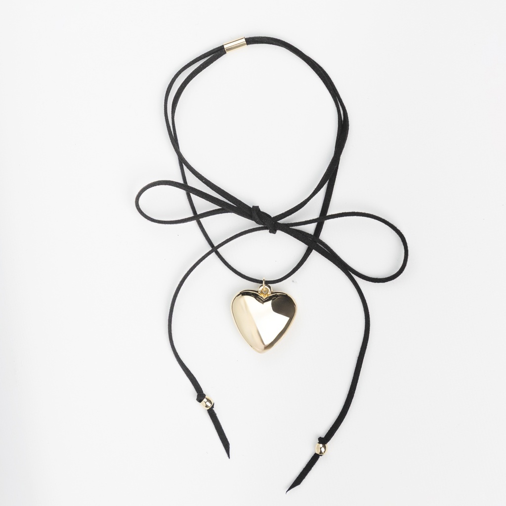 [PG-D-5340-7] COLLAR LAZO NEGRO CORAZÓN CITY GIRL