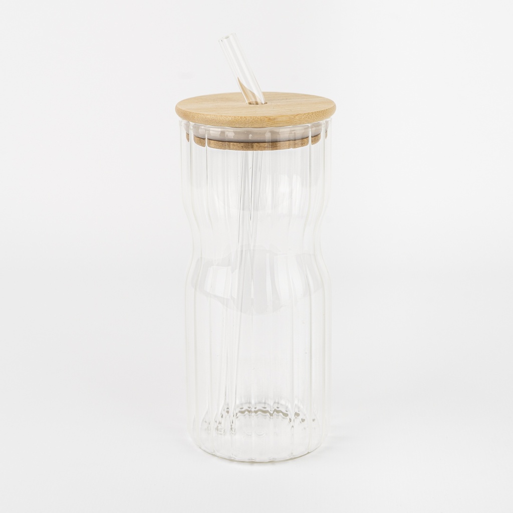 VASO DE VIDRIO CON TAPA Y SORBETE CITY GIRL – 350ML