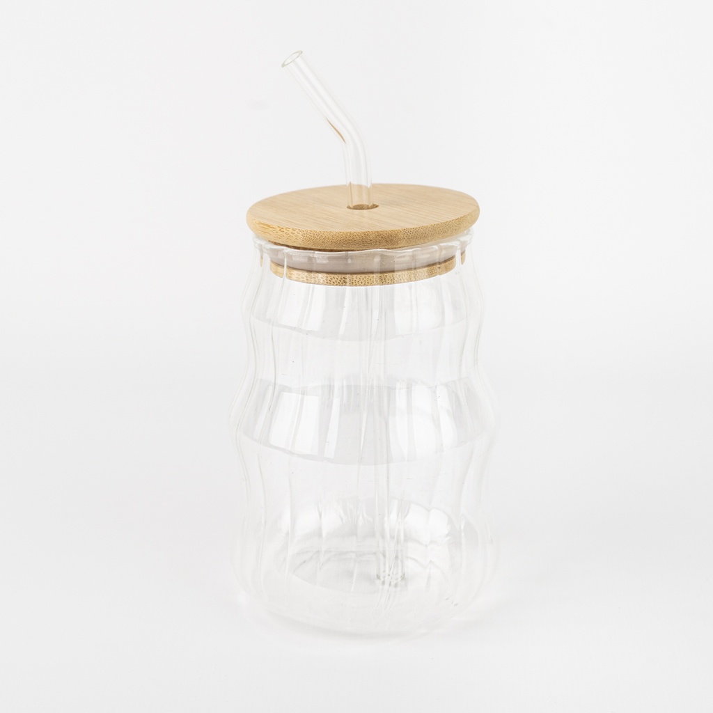 [PG-LC35114-5] VASO DE VIDRIO CON TAPA Y SORBETE CITY GIRL – 450ML