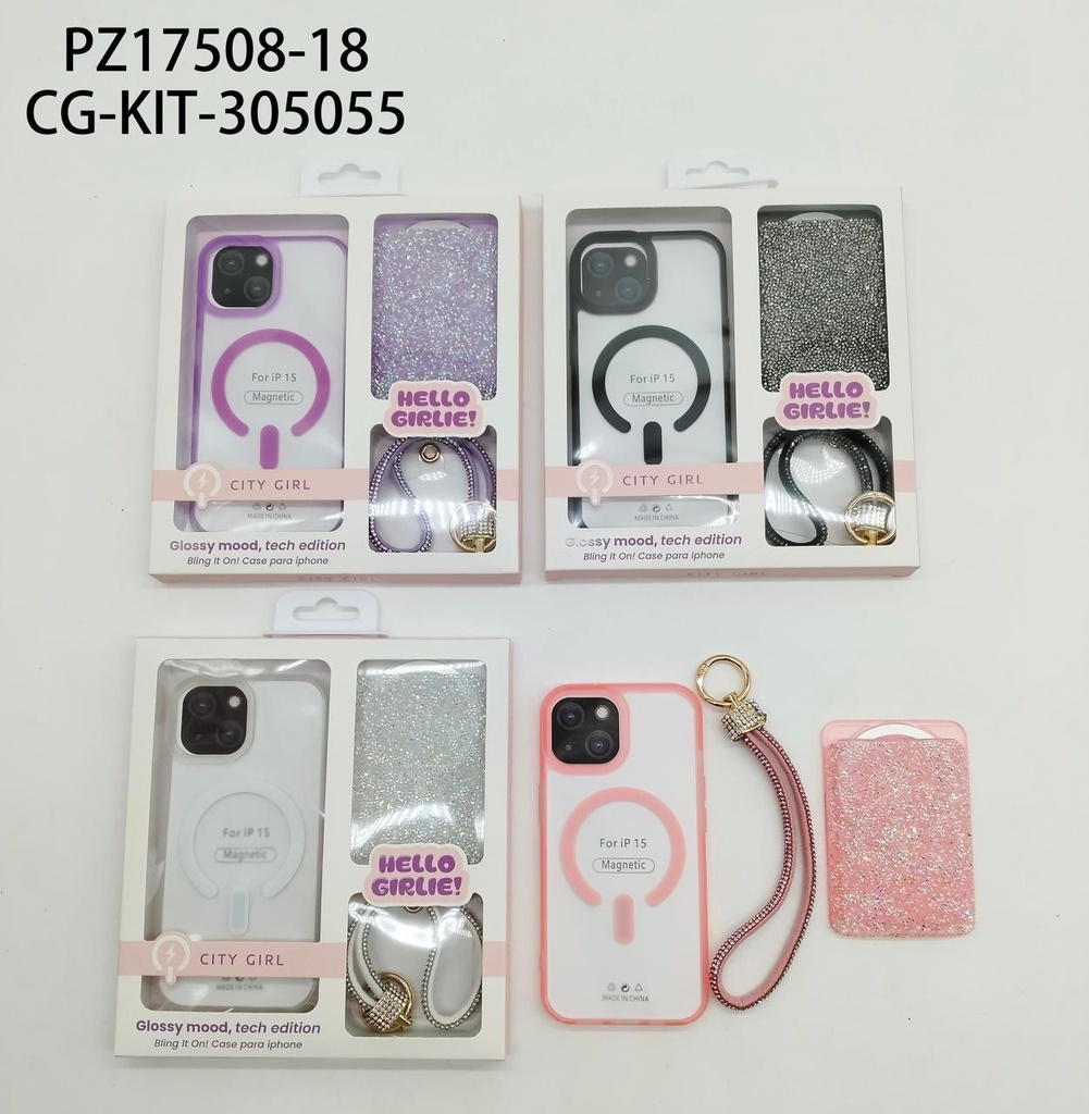 KIT DE FUNDA PARA IPHONE 15 CITY GIRL