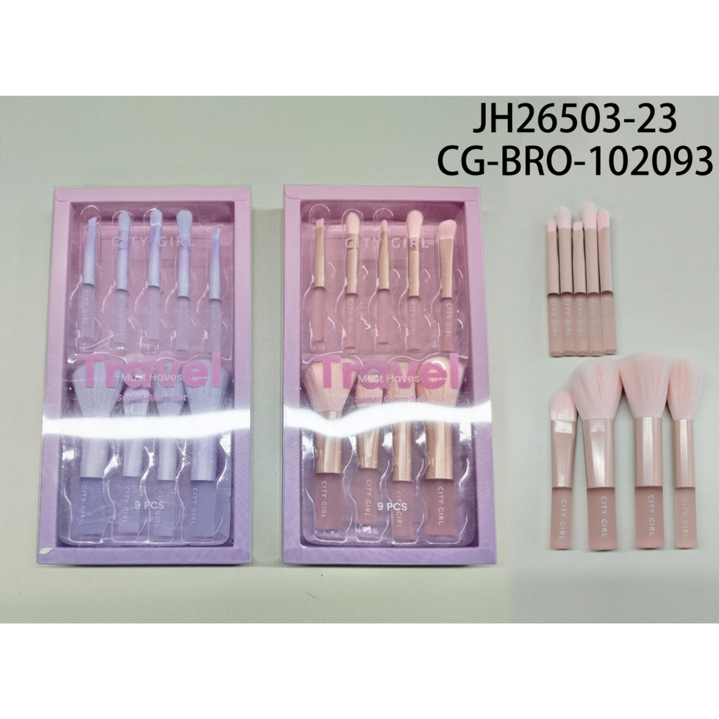 SET DE MINI BROCHAS PARA MAQUILLAJE CITY GIRL – 9PCS